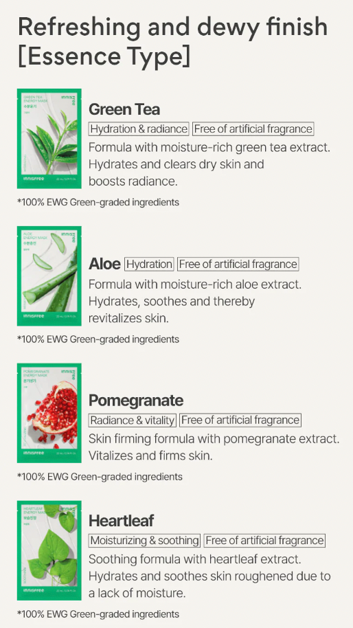 Energy Sheet Masks (10 types)