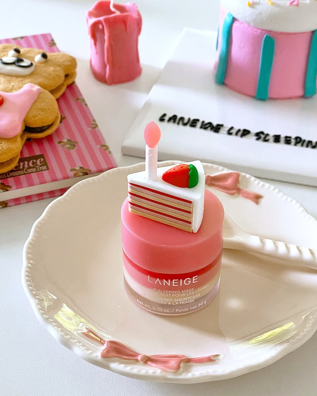 Lip Sleeping Mask - Strawberry Shortcake + Spatula Holder Set