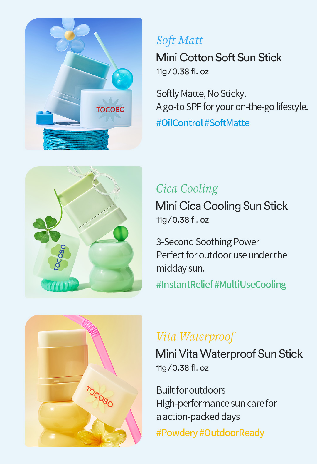 Mini Sun Stick Trio Set (+Sun Stick Keychain)
